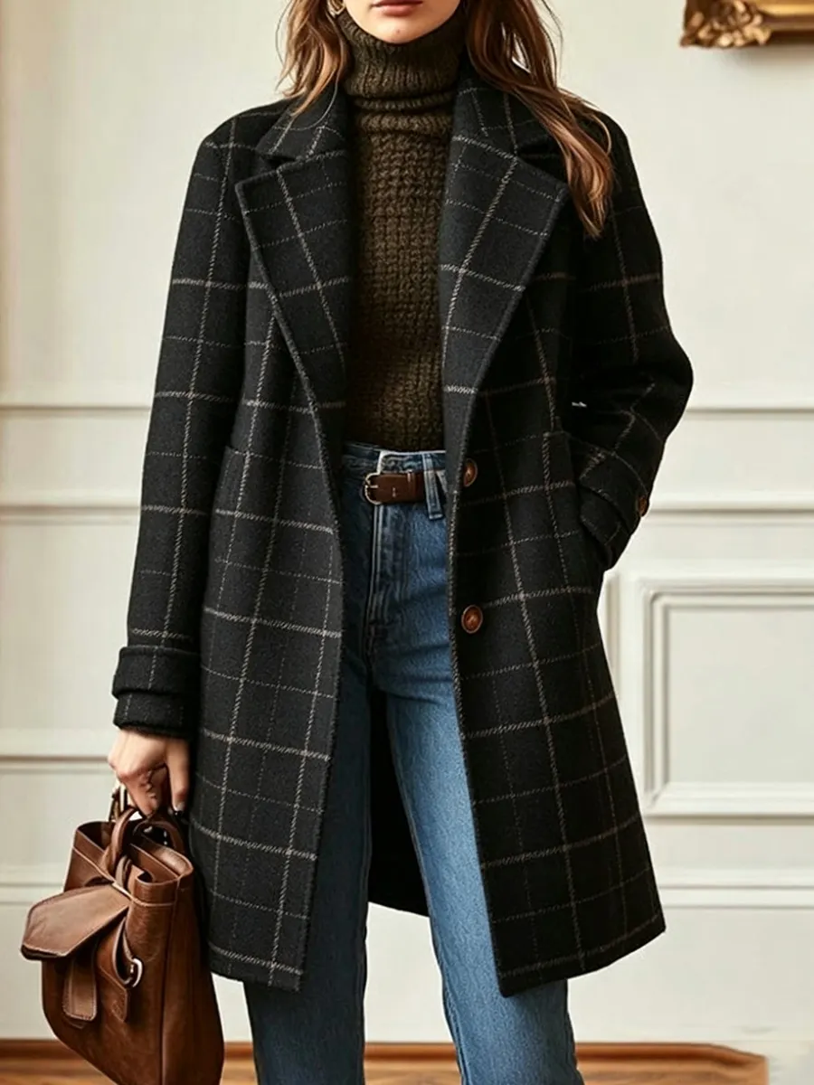CLEARANCE SALE🔥 Casual Wool-blend Plaid Coat (mid-length)-simplysoftwear