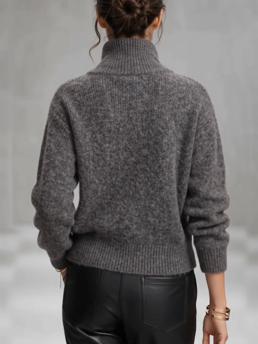 New Arrivals🔥 High-neck Zip-up Knit Cardigan With Dual-closure Detail.-simplysoftwear