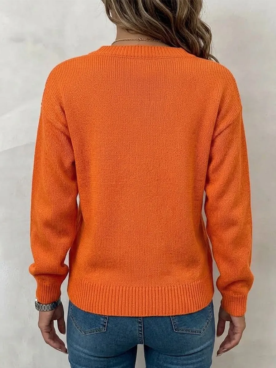 NEW ARRIVAL🔥 Women's Halloween Solid-color Cutout Pullover Sweater-simplysoftwear