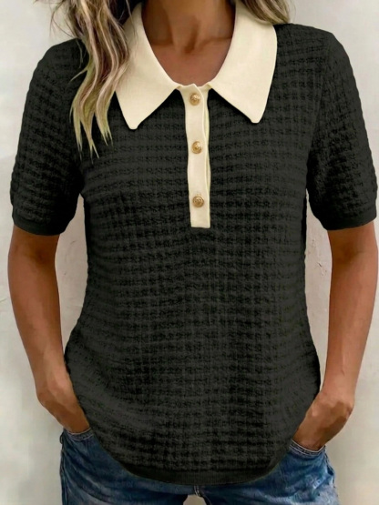 Cozy Waffle Knit Collared Top