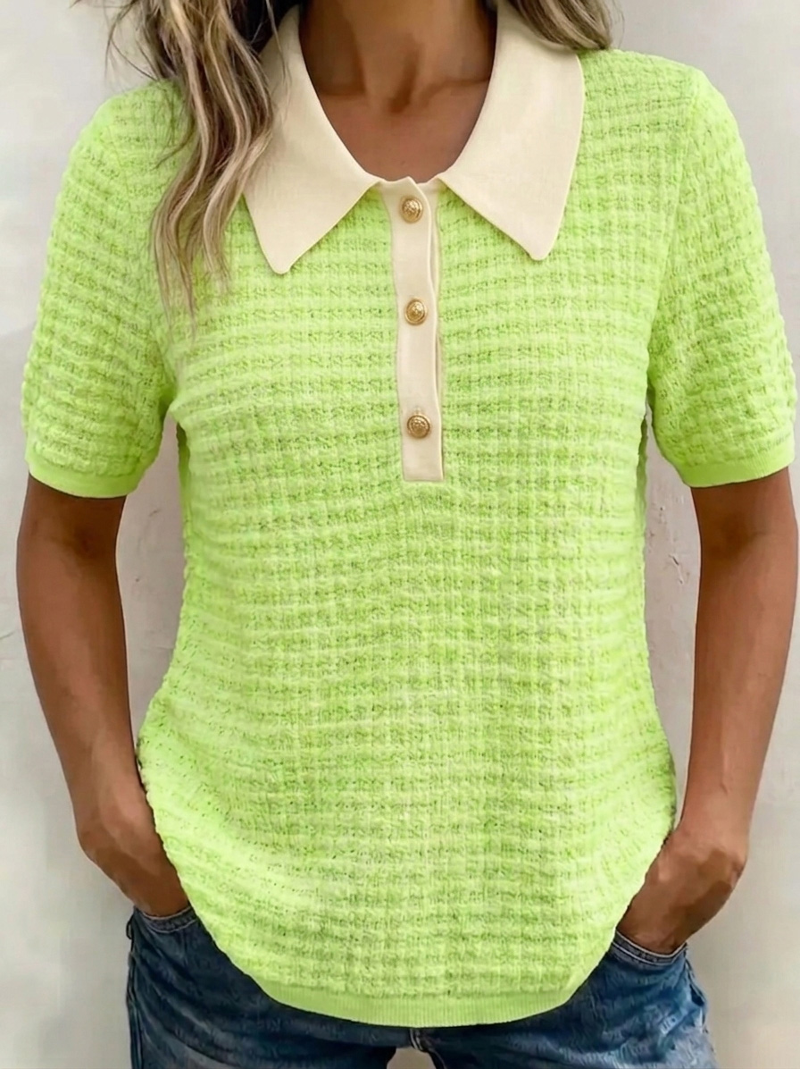 Cozy Waffle Knit Collared Top