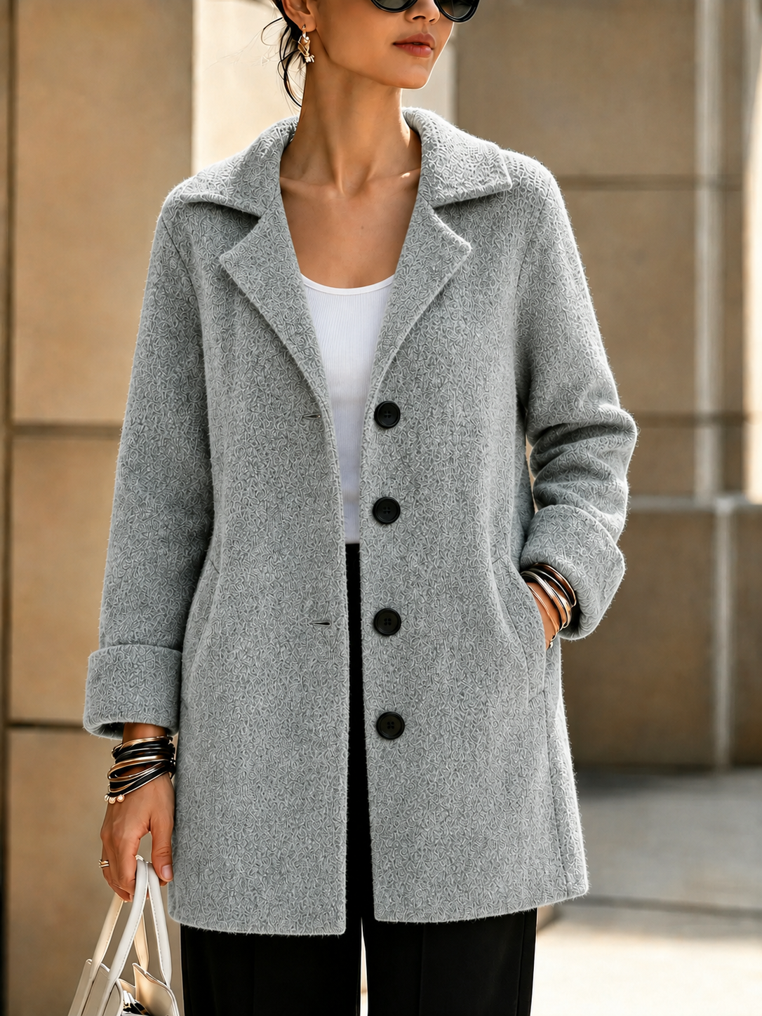 NEW Arrival🔥 Wool Casual Lapel Single Breasted Long Coat-simplysoftwear