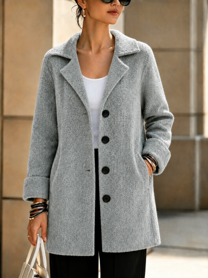 NEW Arrival🔥 Wool Casual Lapel Single Breasted Long Coat-simplysoftwear