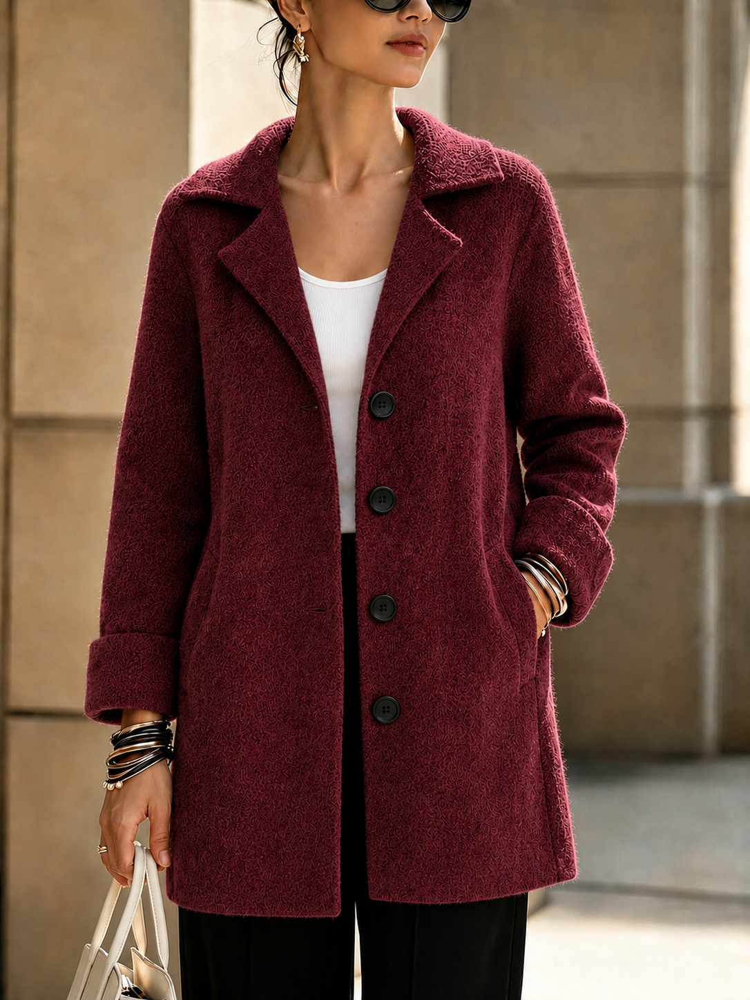 NEW Arrival🔥 Wool Casual Lapel Single Breasted Long Coat-simplysoftwear