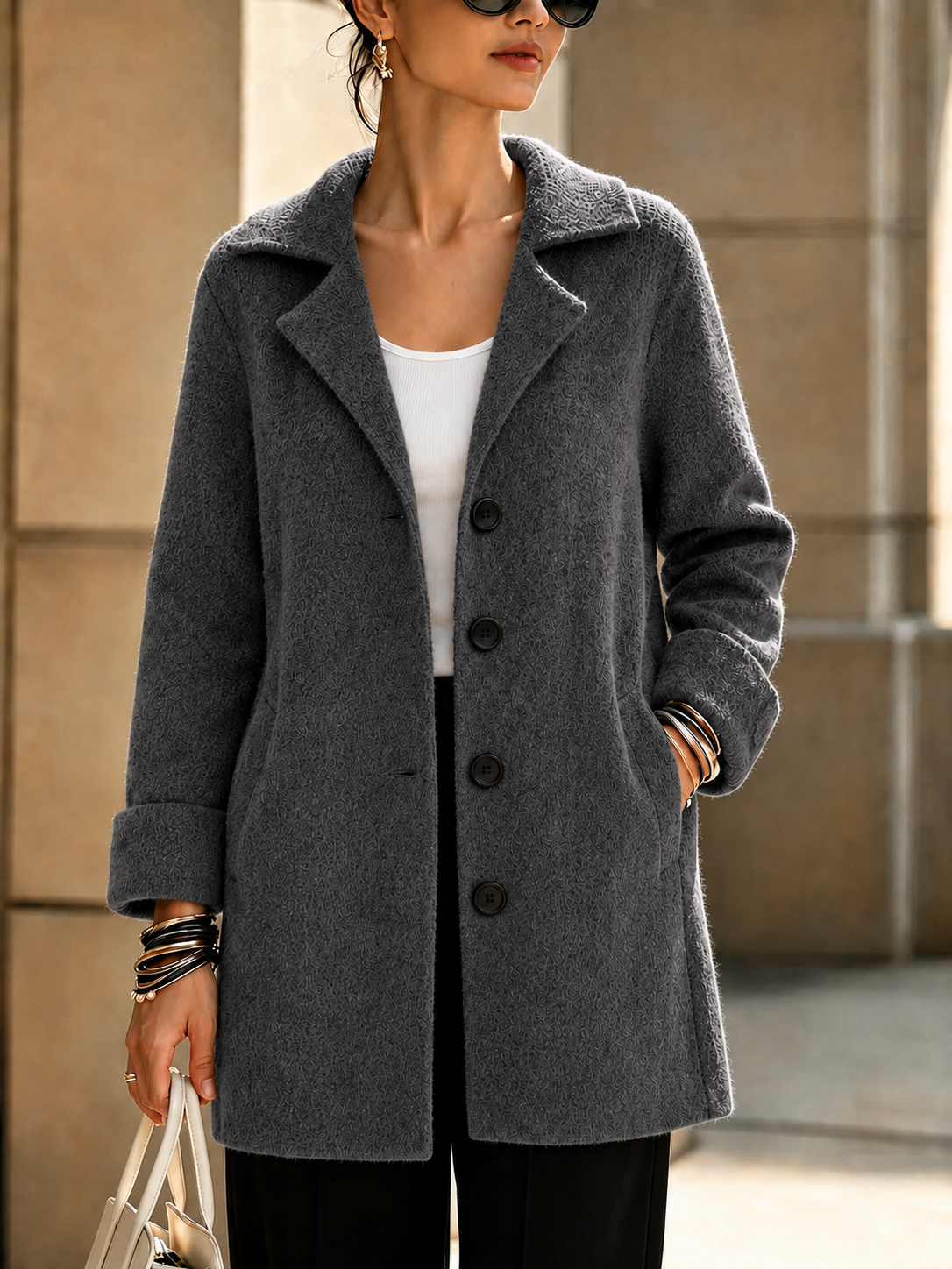 NEW Arrival🔥 Wool Casual Lapel Single Breasted Long Coat-simplysoftwear