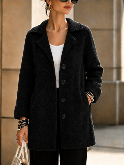 NEW Arrival🔥 Wool Casual Lapel Single Breasted Long Coat-simplysoftwear