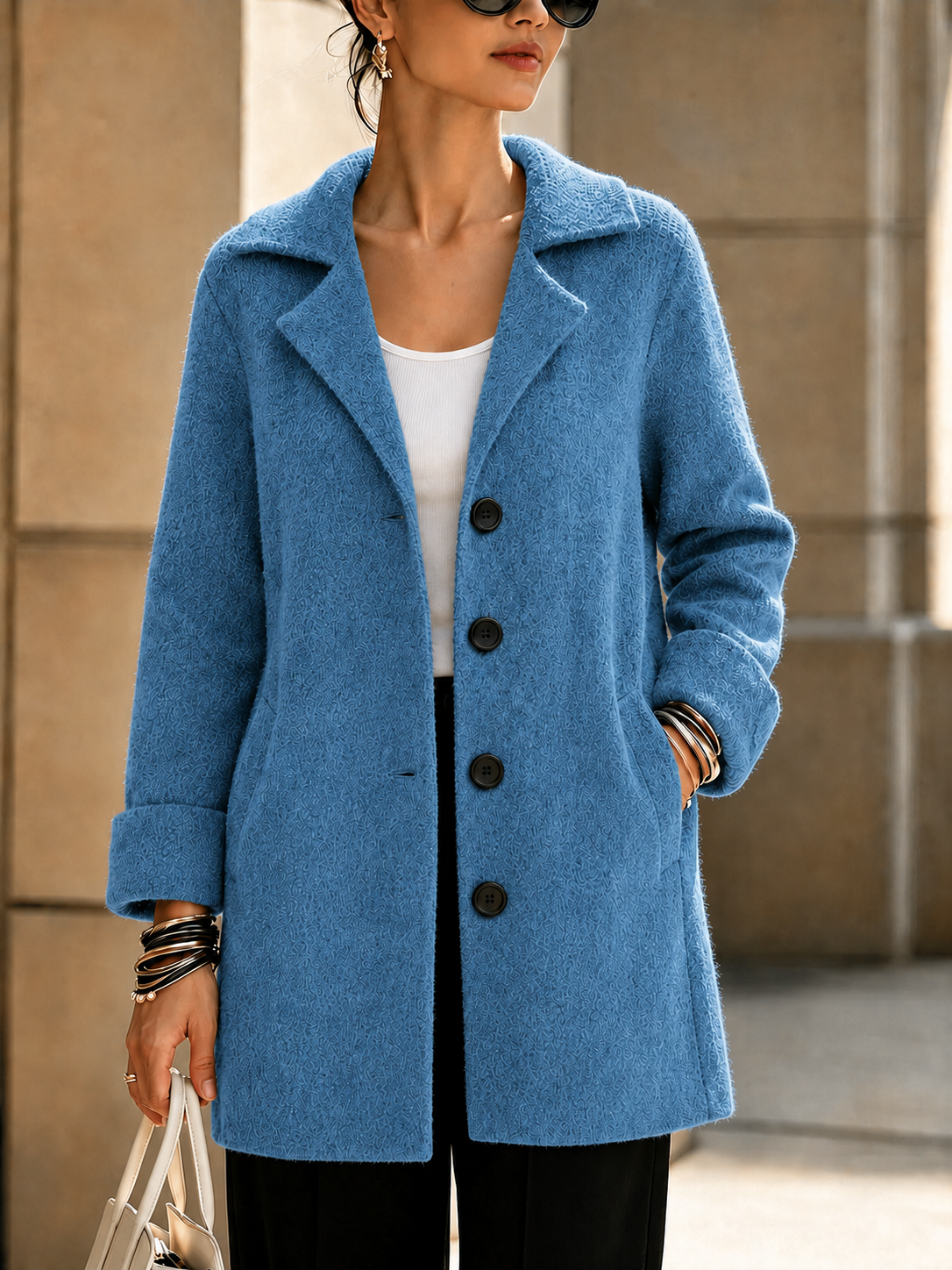 NEW Arrival🔥 Wool Casual Lapel Single Breasted Long Coat-simplysoftwear