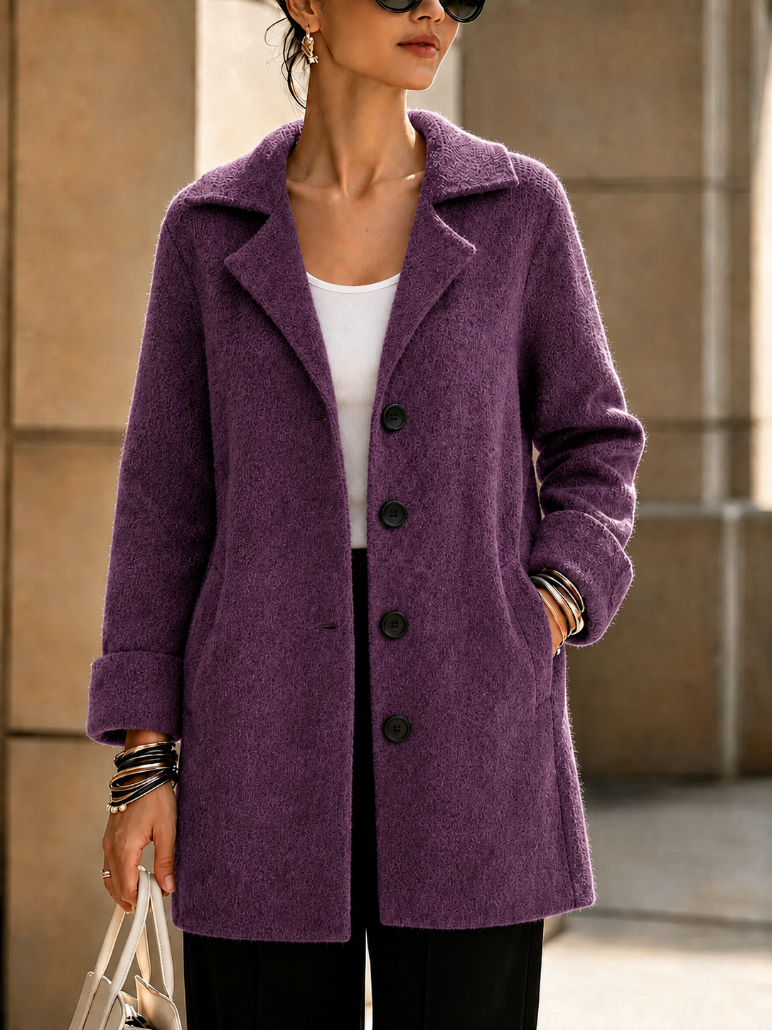 NEW Arrival🔥 Wool Casual Lapel Single Breasted Long Coat-simplysoftwear