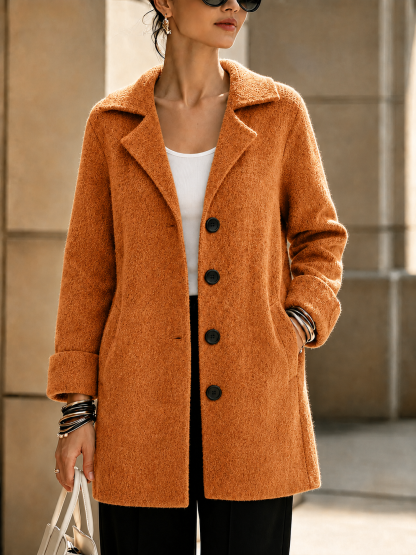 NEW Arrival🔥 Wool Casual Lapel Single Breasted Long Coat-simplysoftwear