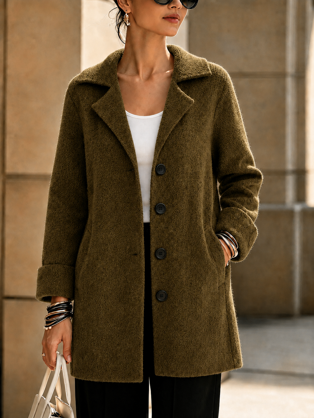 NEW Arrival🔥 Wool Casual Lapel Single Breasted Long Coat-simplysoftwear