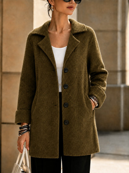 NEW Arrival🔥 Wool Casual Lapel Single Breasted Long Coat-simplysoftwear