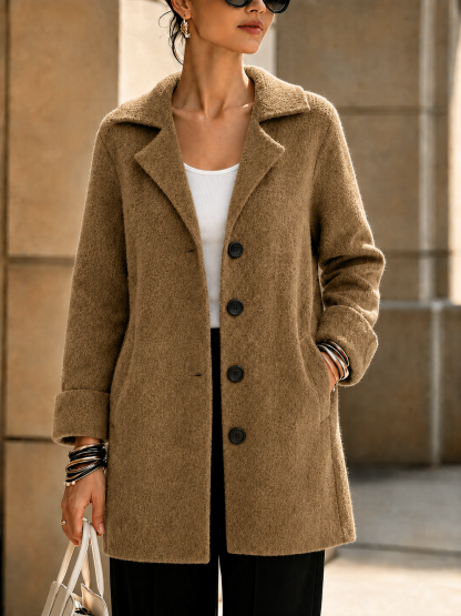 NEW Arrival🔥 Wool Casual Lapel Single Breasted Long Coat-simplysoftwear