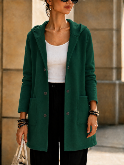 NEW🔥 Women’s Hooded Longline Jacket with Ring Detail-simplysoftwear