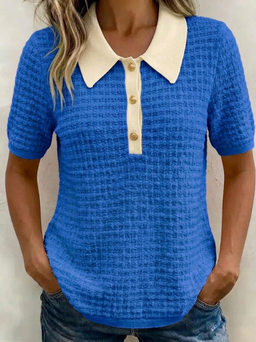 Cozy Waffle Knit Collared Top