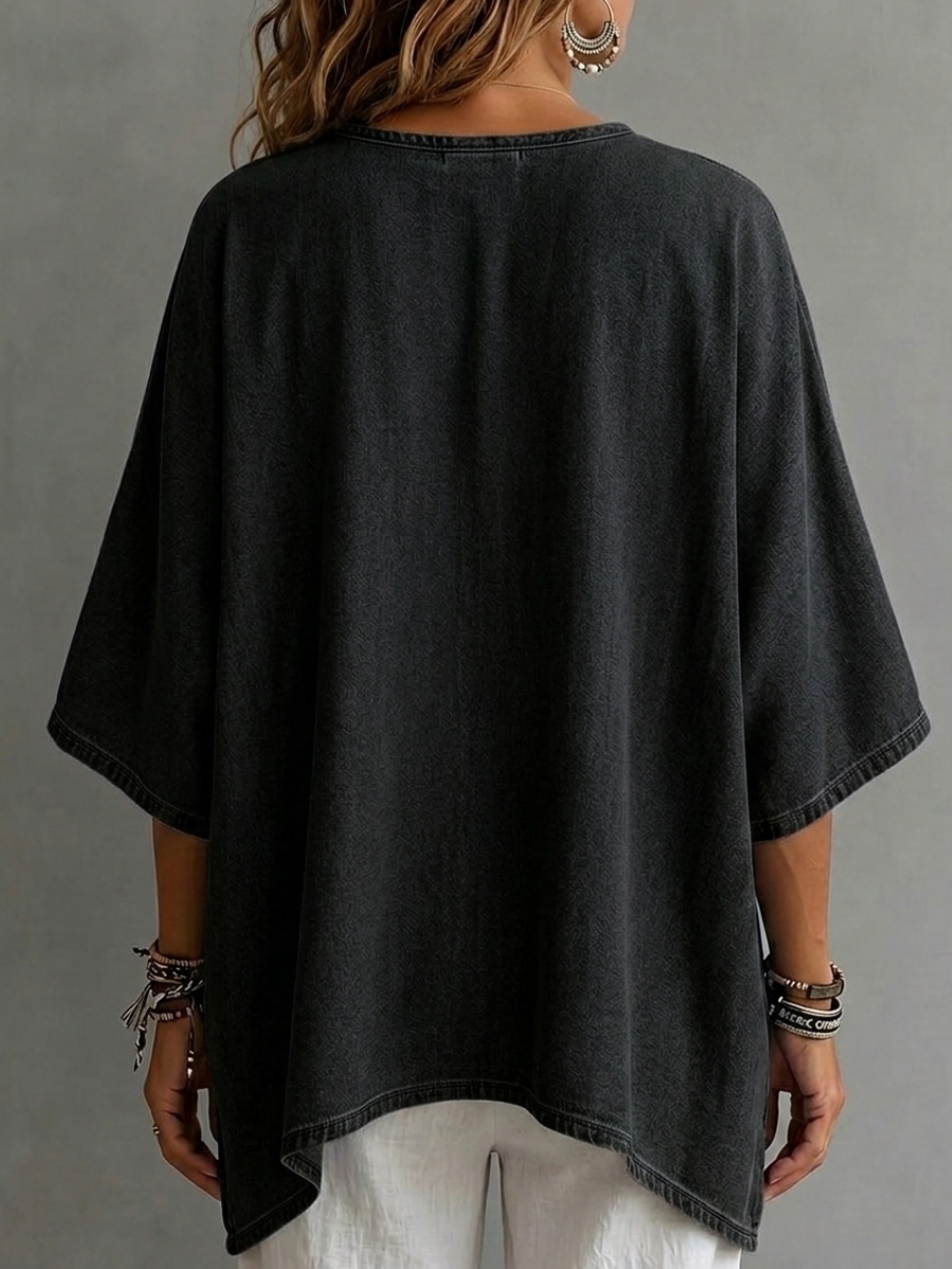 New Arrival🔥 Women's Cozy V-neck Loose-fitting Denim Shirt Top