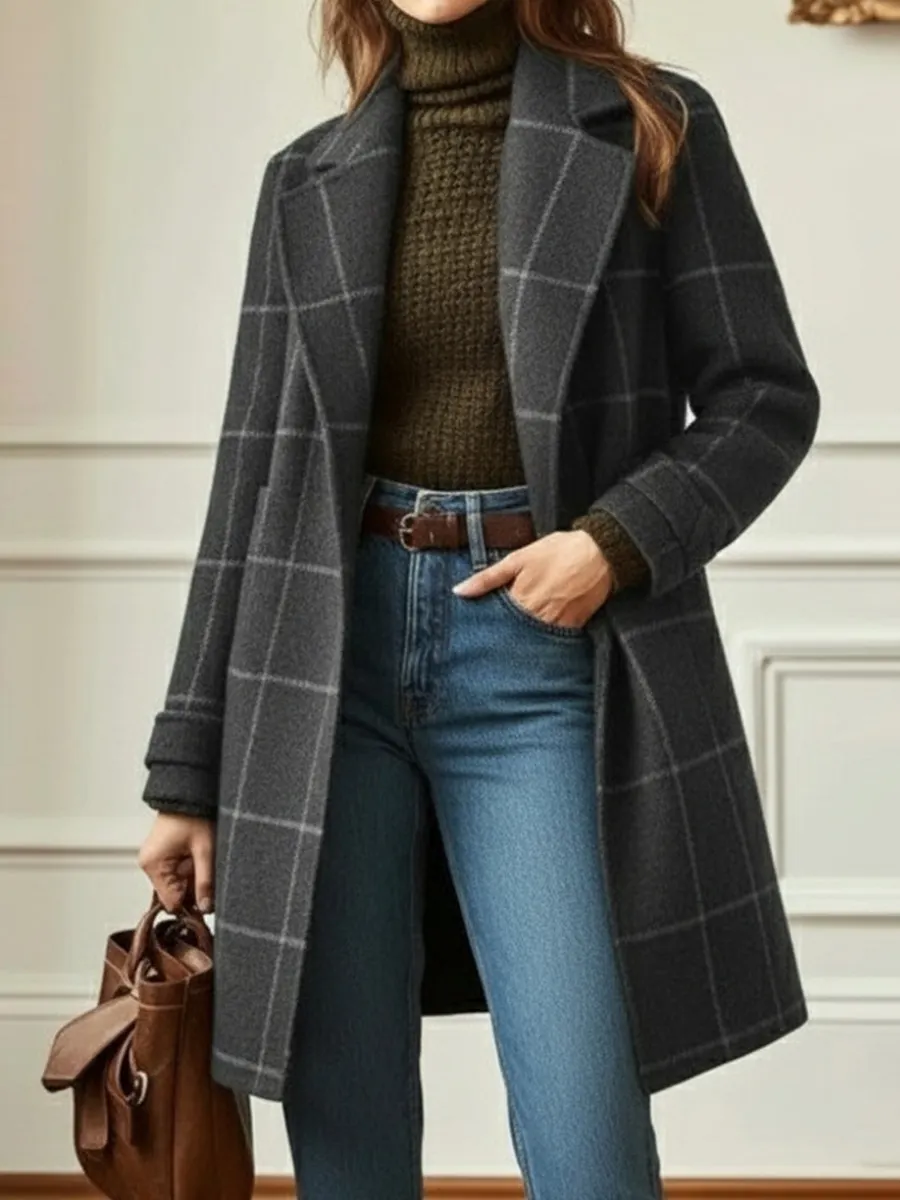 CLEARANCE SALE🔥 Casual Wool-blend Plaid Coat (mid-length)-simplysoftwear
