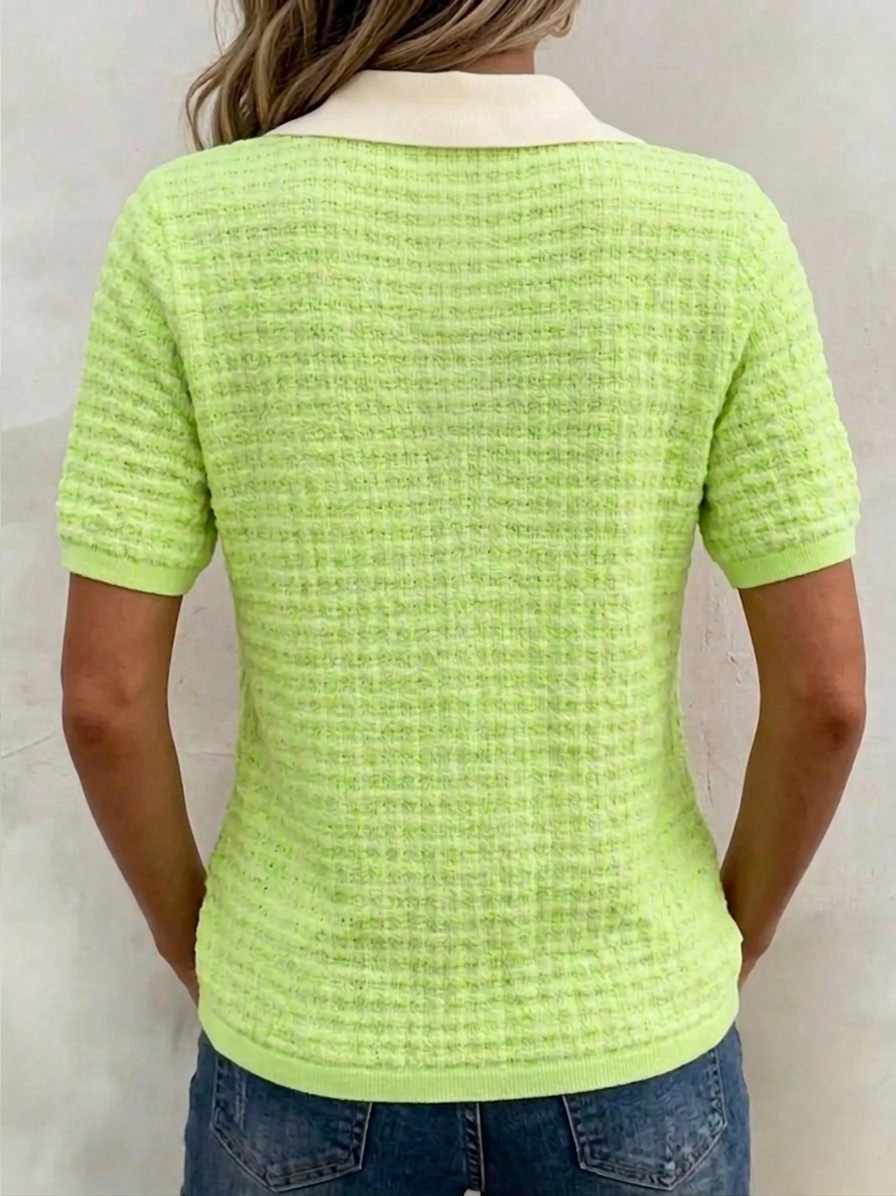 Cozy Waffle Knit Collared Top