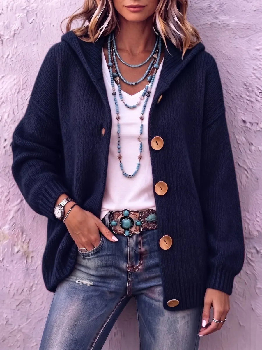 New Arrival🔥 Cozy Chic Hooded Knit Cardigan-halonarra