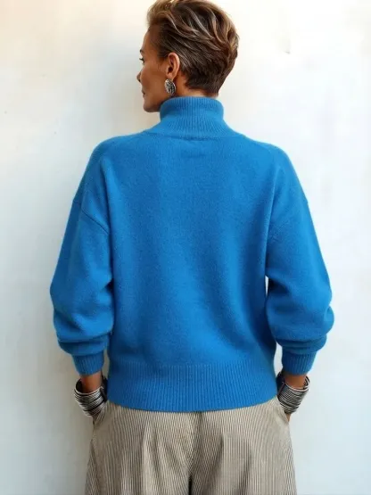 CLEARANCE SALE🔥 Chic Elegant Asymmetrical Button Turtleneck Sweater-halonarra