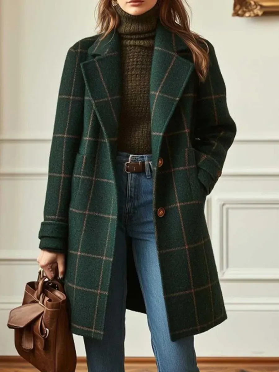 CLEARANCE SALE🔥 Casual Wool-blend Plaid Coat (mid-length)-simplysoftwear