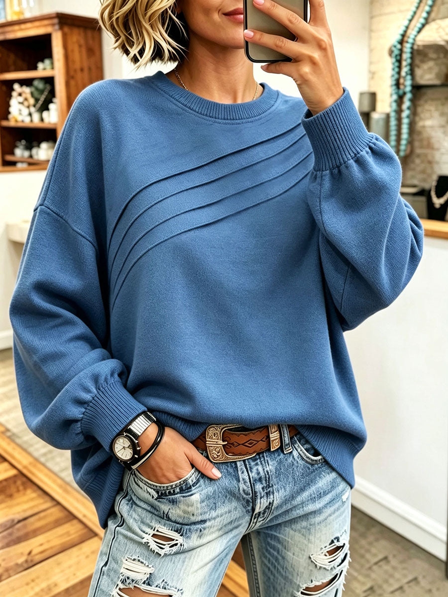 CLEARANCE SALE🔥 Cozy Relaxed Pleated Oversized Sweatshirt-halonarra
