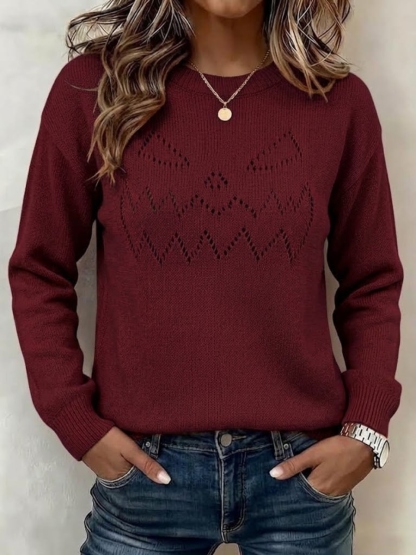 NEW ARRIVAL🔥 Women's Halloween Solid-color Cutout Pullover Sweater-simplysoftwear