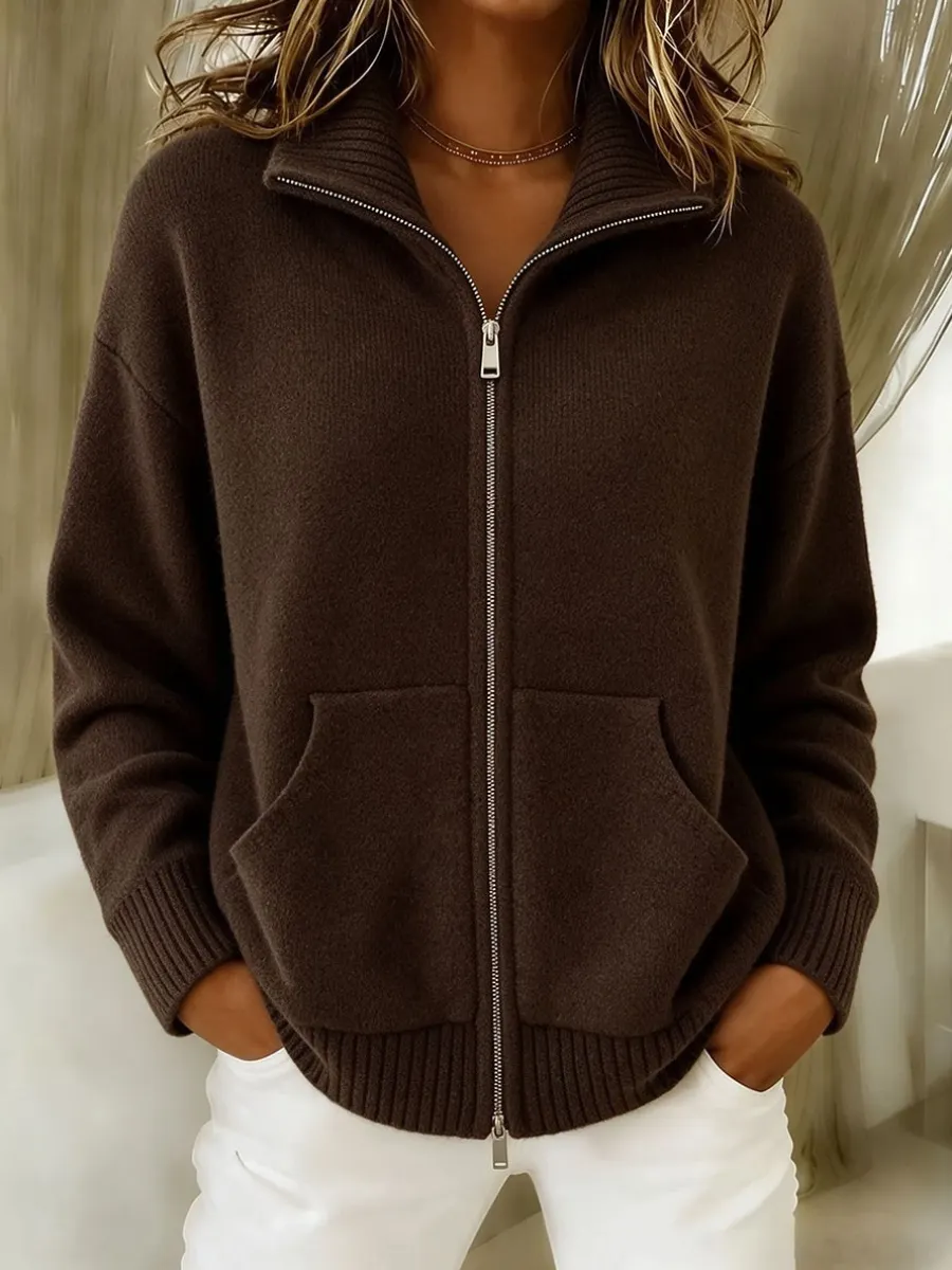 NEW ARRIVAL🔥 Cozy Zip-Front Knit Cardigan-simplysoftwear