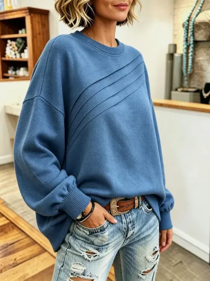 CLEARANCE SALE🔥 Cozy Relaxed Pleated Oversized Sweatshirt-halonarra