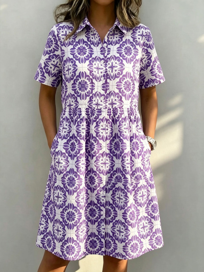 New Arrivals🔥 Santorini Inspired Print Shirt Dress
