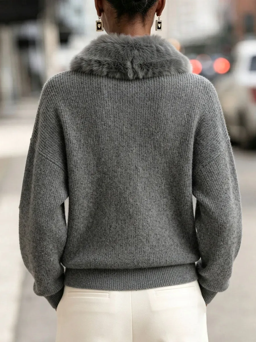 CLEARANCE SALE🔥 Chic Cozy Plush-collar Cardigan Sweater-halonarra