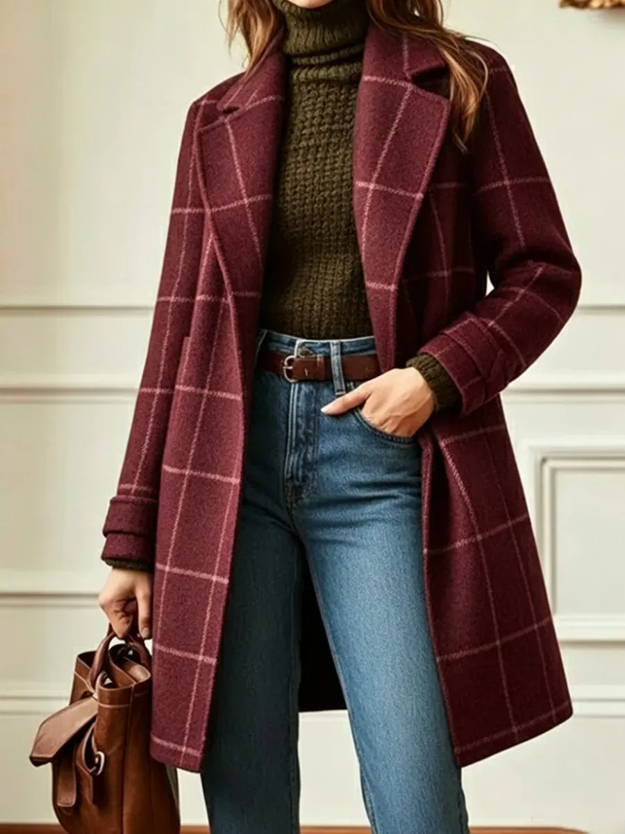 CLEARANCE SALE🔥 Casual Wool-blend Plaid Coat (mid-length)-simplysoftwear