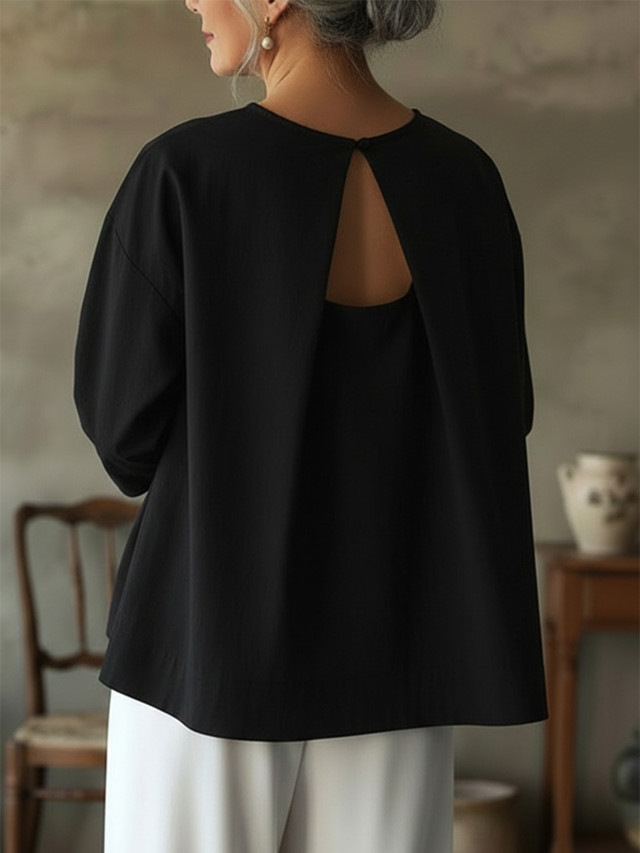 Elegant Backless Design 100% Cotton Shirt Top