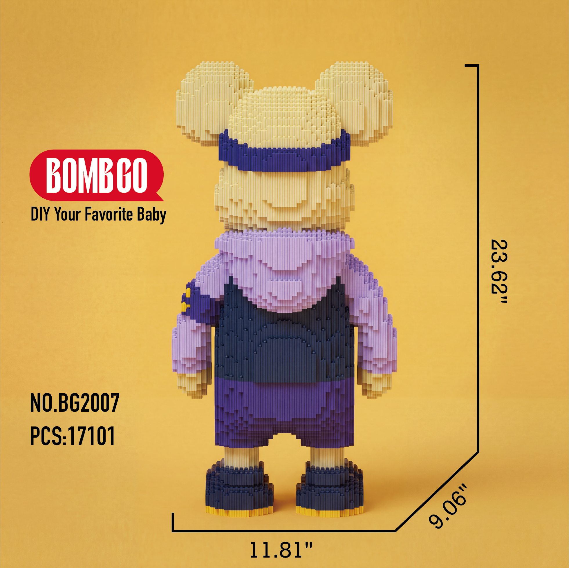 BOMBGO Street Boy Bear Micro Building Blocks Set -BG2007- 17101 PCS 3D Puzzle DIY Toy Collectible Gift