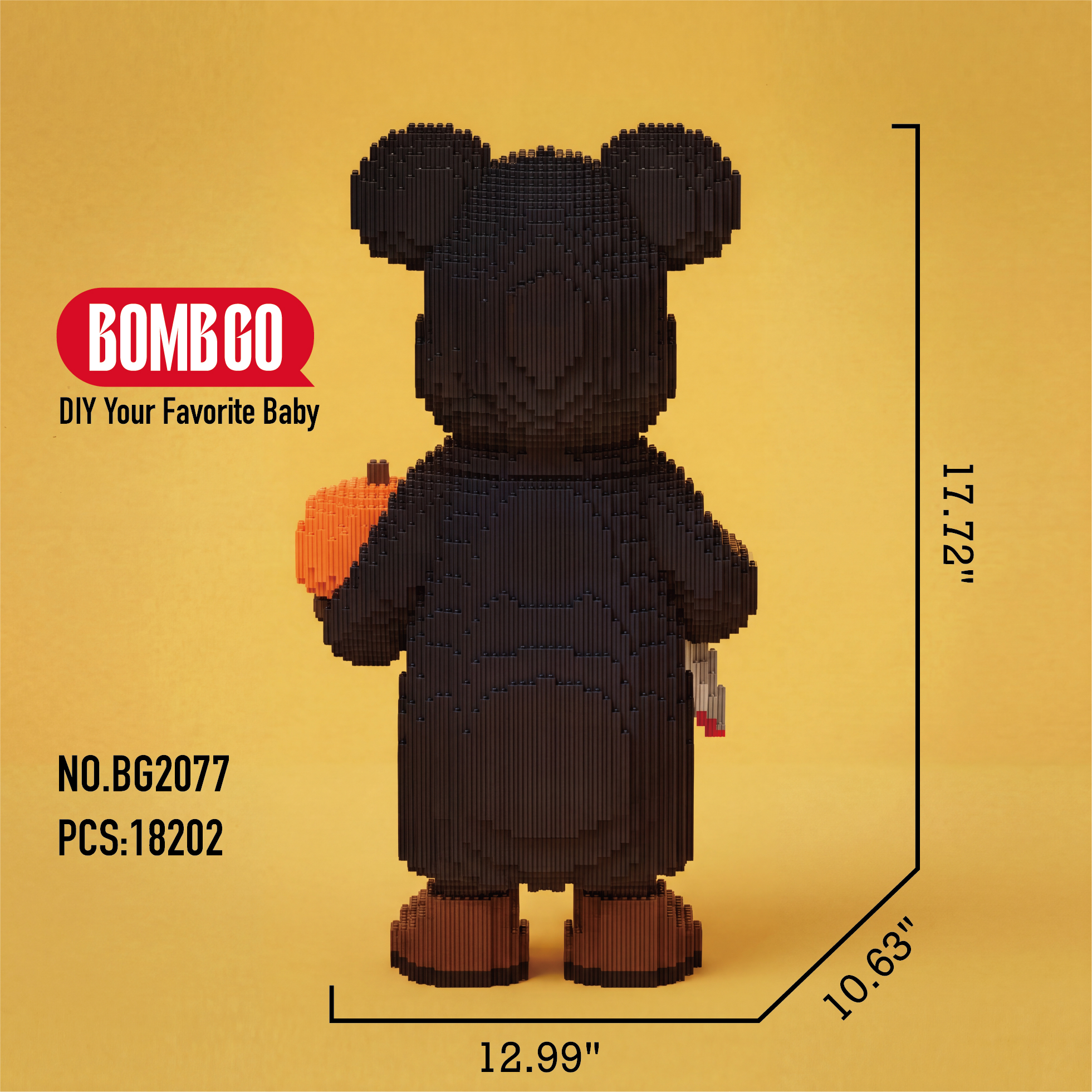 BOMBGO Death Ghost Face Bear Micro Building Blocks Set -BG2077- 18202 PCS 3D Puzzle DIY Toy Collectible Gift