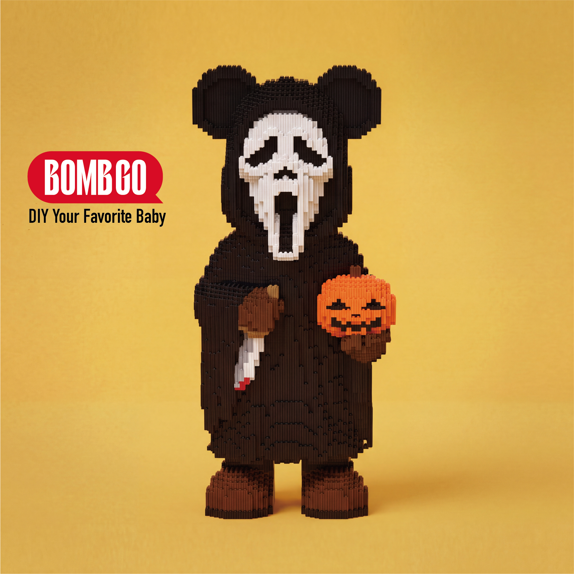 BOMBGO Death Ghost Face Bear Micro Building Blocks Set -BG2077- 18202 PCS 3D Puzzle DIY Toy Collectible Gift