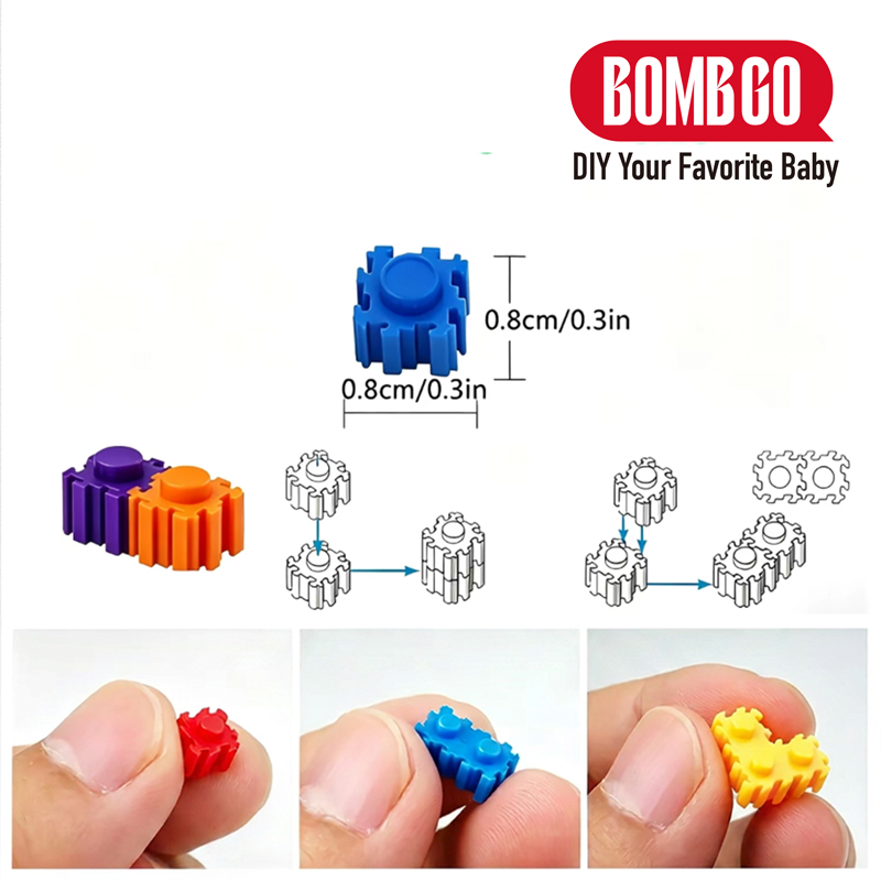 BOMBGO DIY  Interlocking Building Blocks,（ Dark Brown ），Loose 1x1, 1x2, 1x3 Mini Brick Pieces,  1000 Pcs for Pixel Art & MOC Construction