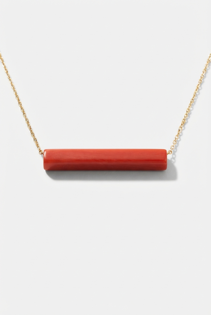 Rose gold-plated minimal bar necklace full product view