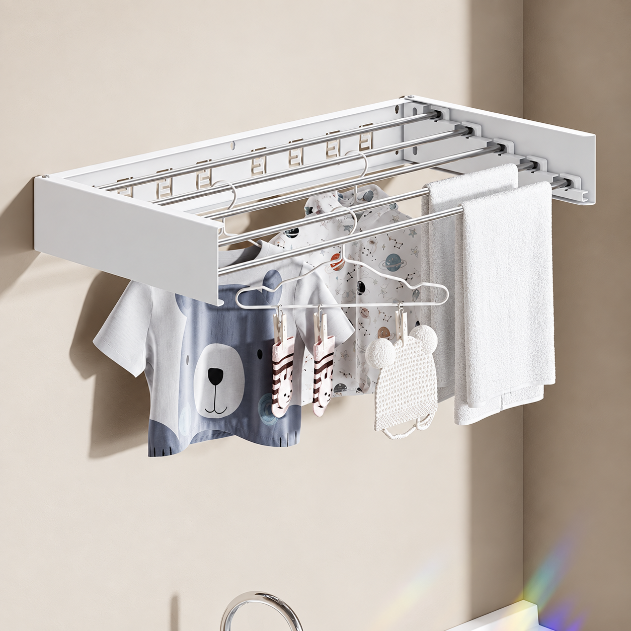 Wall-mounted folding drying rack