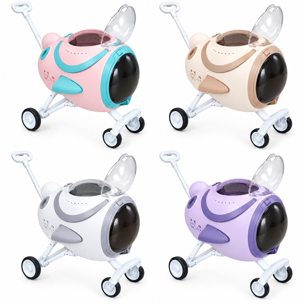 Smart Pet Stroller with Transparent Bubble Cabin
