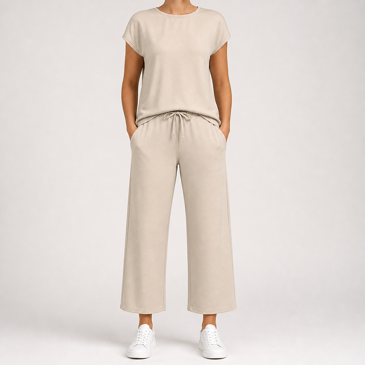 Women's Relaxed Short-Sleeve Wide-Leg Matching Set