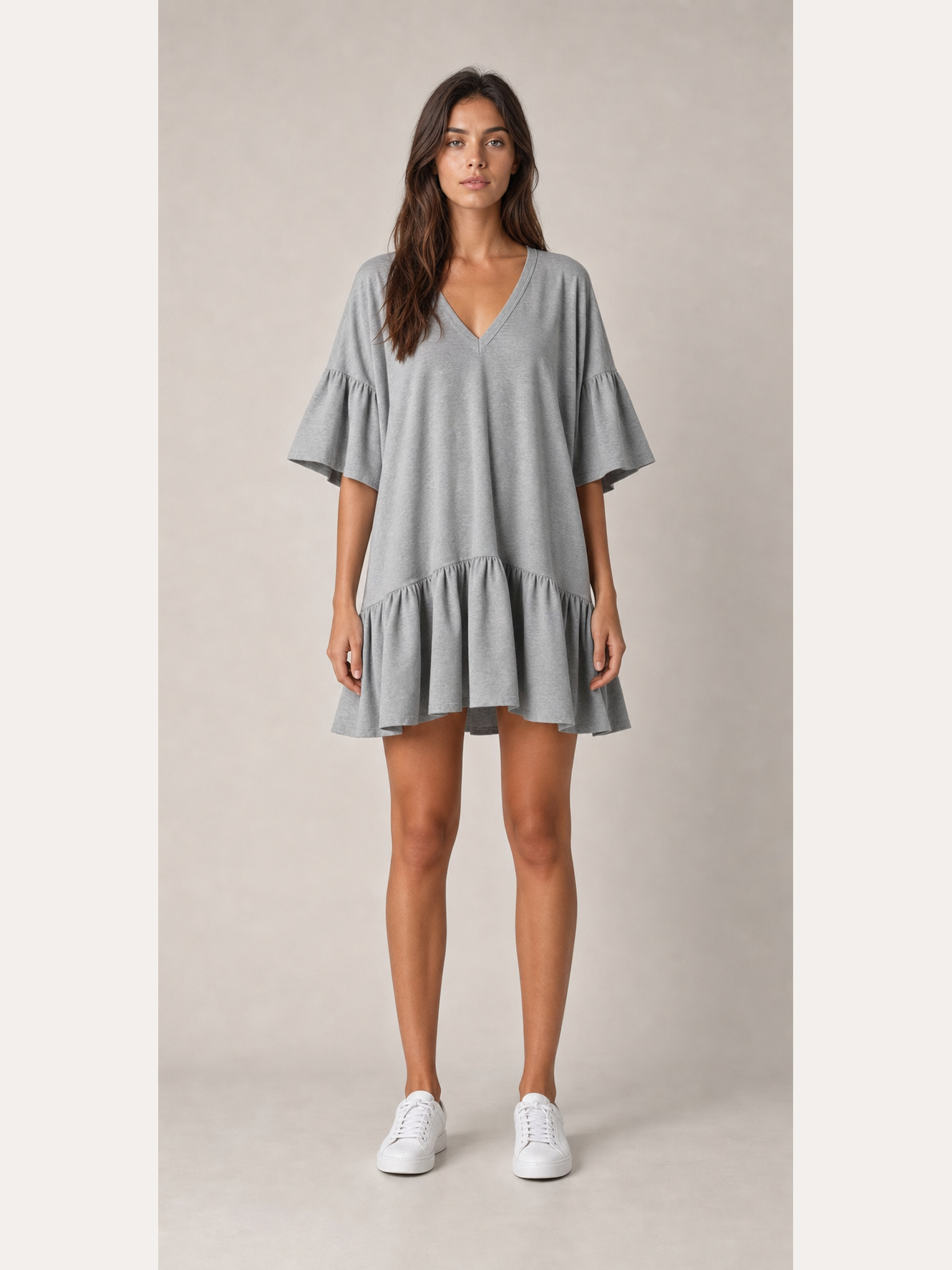 ⏰Seasonal Clearance Sale🔥Women's V-Neck Ruffle Sleeve Drop-Waist Mini Dress