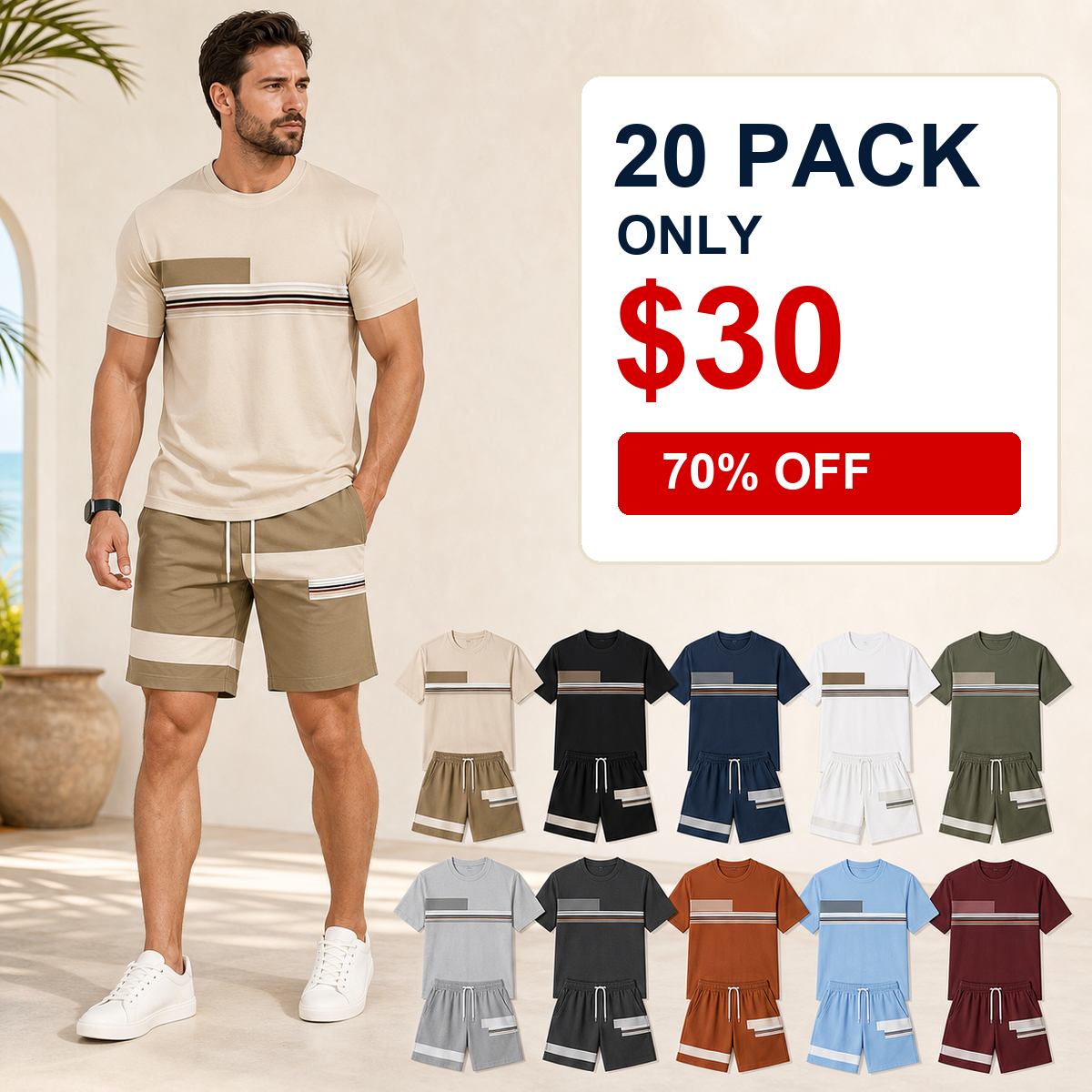 20 pack only 30 mens summer matching set