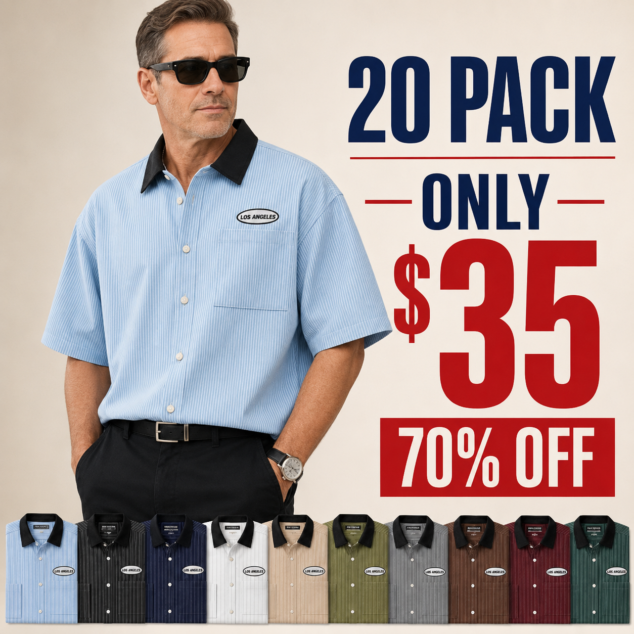 ⏰Store Closing Clearance⚡10 Pack for $28⚡Men's Striped Short Sleeve Button Shirt