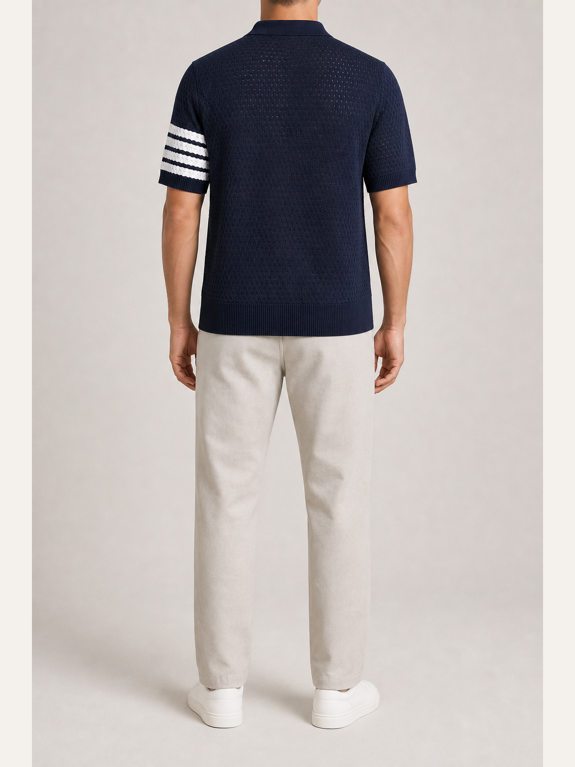 ⏰Seasonal Clearance Sale🔥Men's Four-Stripe Textured Knit Short Sleeve Polo