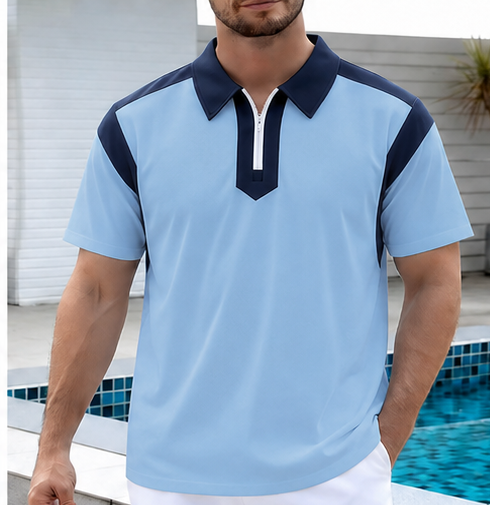 Seasonal Clearance Sale🔥10-PackOnly $29.99      Men's Color-Block  Zip Polo