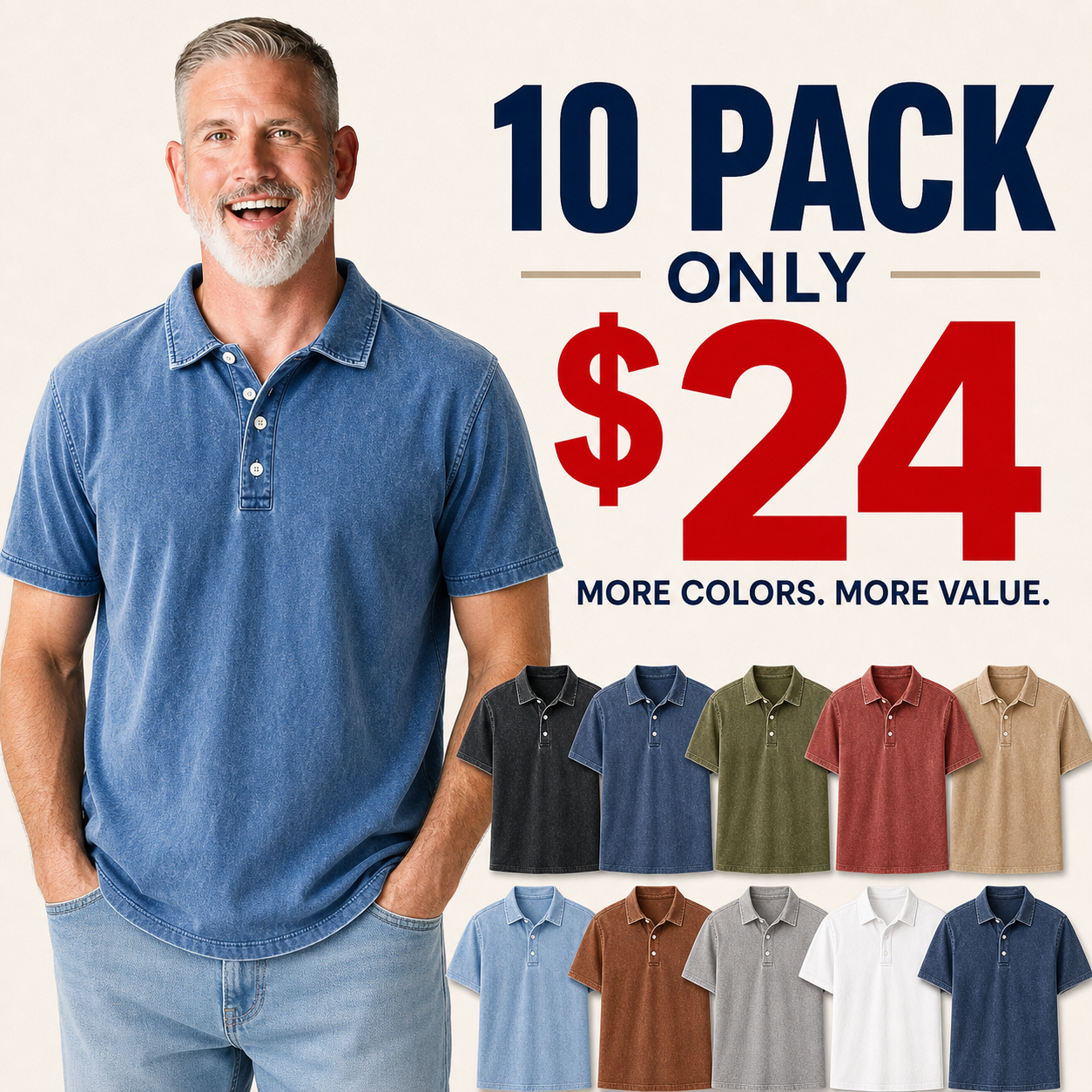 10 pack only 24 washed denim polo