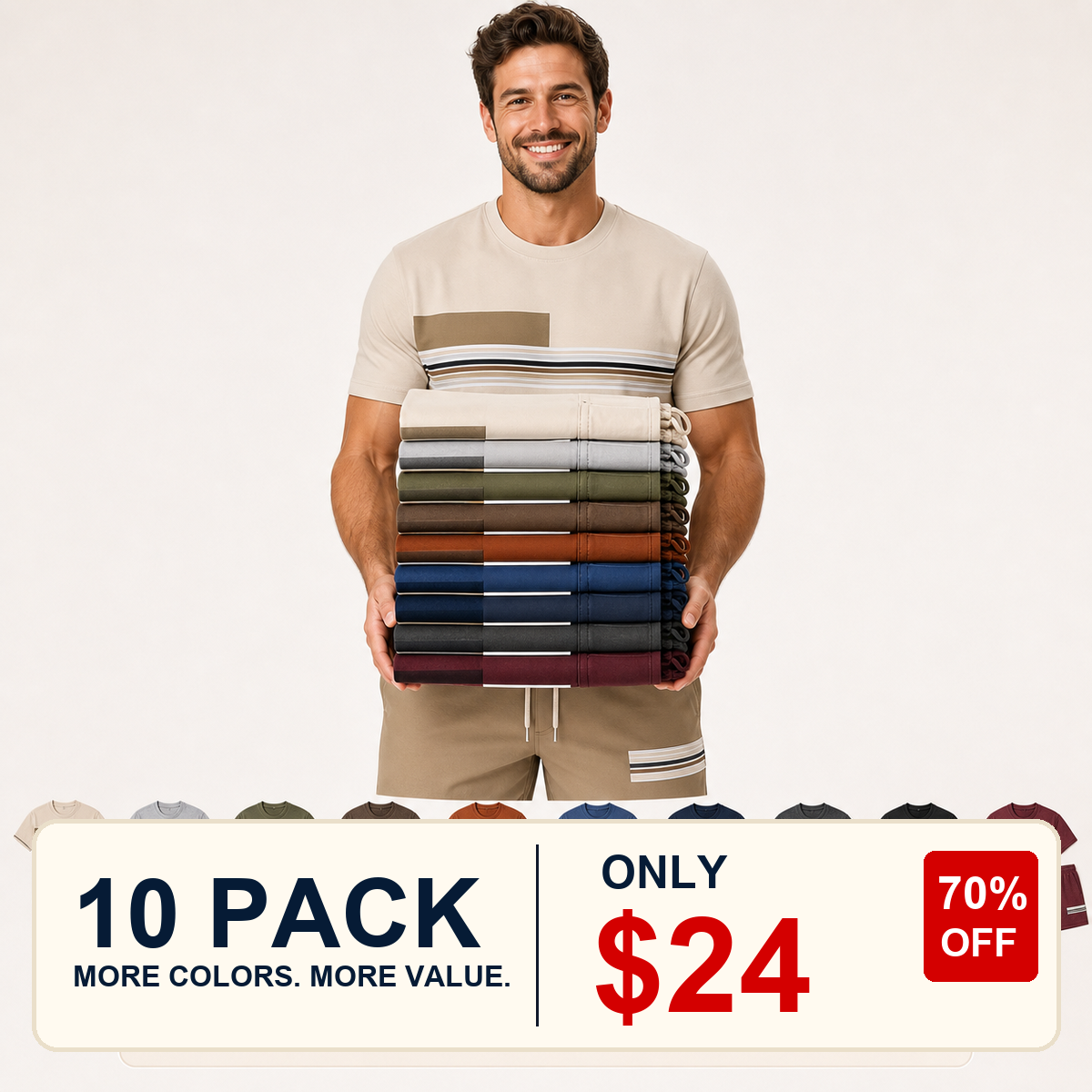 10 pack only 24 mens summer matching set