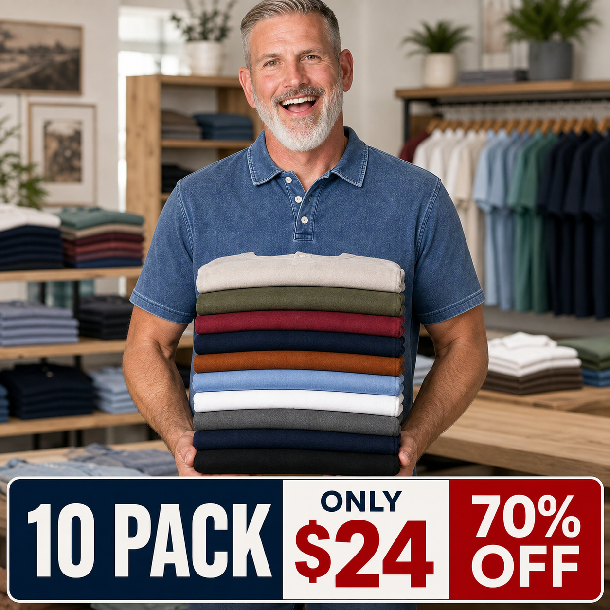 10 pack only 24 detail hero washed denim polo