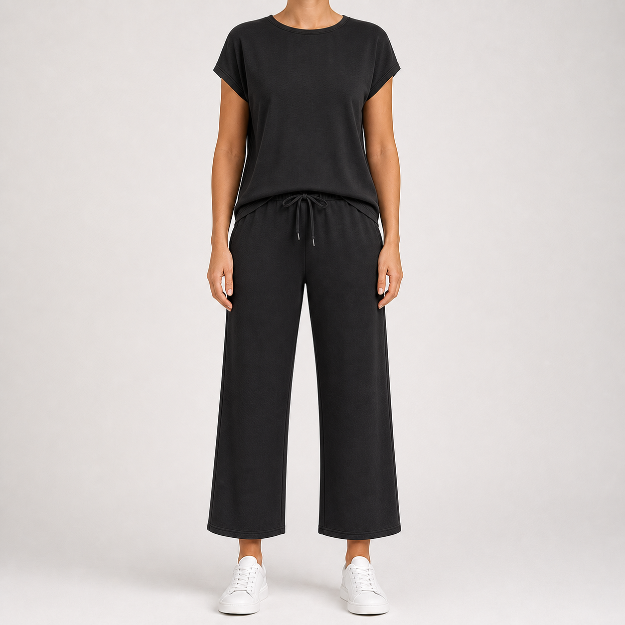 Women's Relaxed Short-Sleeve Wide-Leg Matching Set