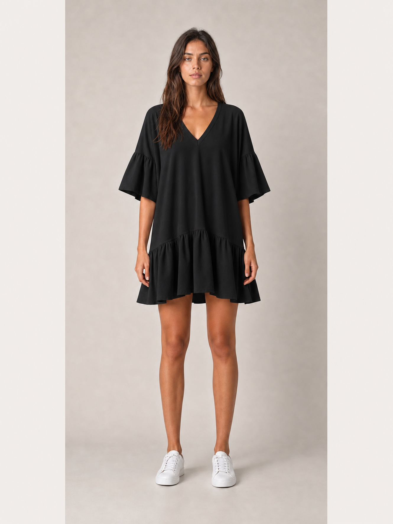 ⏰Seasonal Clearance Sale🔥Women's V-Neck Ruffle Sleeve Drop-Waist Mini Dress